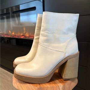 Women's Cream Ankle Boots